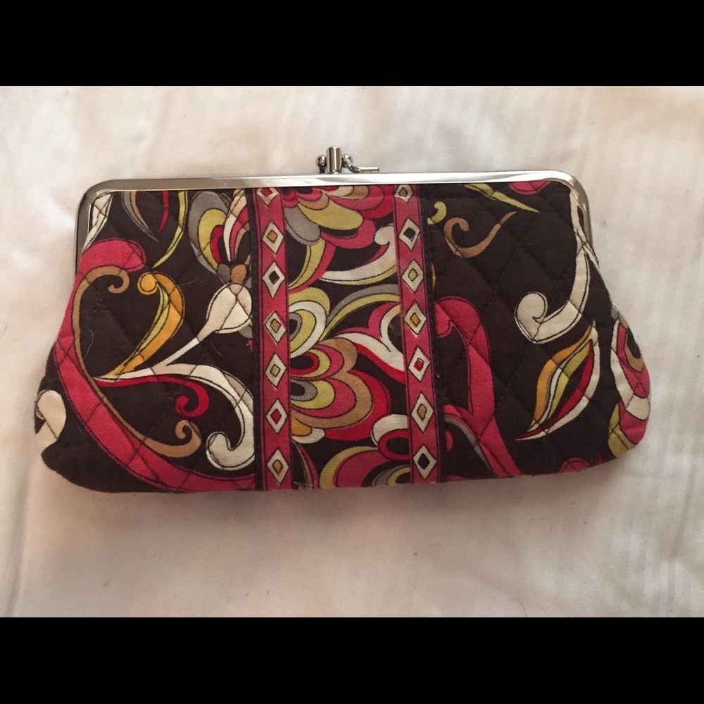 Vera Bradley Kiss Lock Puccini Pattern Pink Wallet